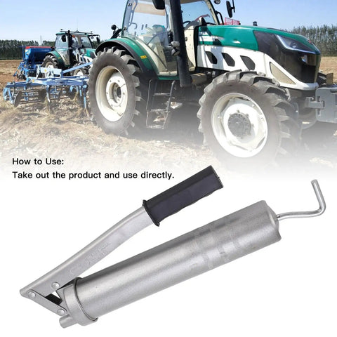High Pressure Grease Gun 8000 PSI 400cc Manual Oiling Greaser with tractor background