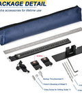 All Metal Adjustable Cabinet Hardware Jig With 5mm And 4mm Drilling Templates, 10 Inch High By 16 Inch Wide, parts and zippered bag