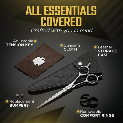 Pro Grade Hair Cutting Scissors 4.5 Inch Ultra Sharp Thin Blades 440C Steel with accessories including case and cloth