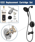 PLISPARK 1222 replacement cartridge kit for Moen with removal tool and handle adapter; handheld shower fixture shown.