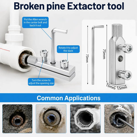 All In One Pro Grade PVC Pipe Threading Tool Kit With Internal And External Reamers, Broken Bolt Extractor, Universal Thread Extractor, Thread Seal Tape, And Case For Half Inch, Three Quarter Inch, And One Inch PVC Plumbing DIY Gift broken pipe extractor tool with Allen wrench