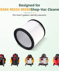 Reusable Wet Dry Vacuum Filter Replacement For Shop Vac 90304 90333 90350 And Other 5 Gallon And Up Vacs High Efficiency HEPA Cartridge Filter with multiple vacuum models