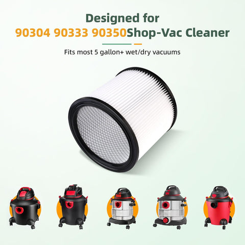 Reusable Wet Dry Vacuum Filter Replacement For Shop Vac 90304 90333 90350 And Other 5 Gallon And Up Vacs High Efficiency HEPA Cartridge Filter with multiple vacuum models