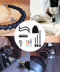Flexible Drill Bit Extension Set All In One 19 Pieces With One Quarter, Three Eighths, One Half Inch Universal Socket Adapters, Bendable Extensions, Hex Shank Right Angle Attachment, Drill Bit Holder Extensions And Screwdriver Bit Set used for woodworking and automotive tasks