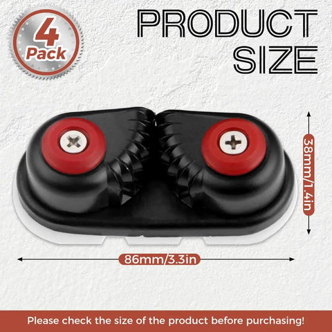 4 Pack Aluminum Kayak Cam Cleats Fast Entry Marine Cleats for Boats Canoes Sailboats Dinghies and More Durable Hardware shown with dimensions