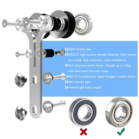6 Foot Barn Door Hardware Sliding Track Kit In Stainless Steel Built Tough For Single Wood Door With Y Shape Hanger