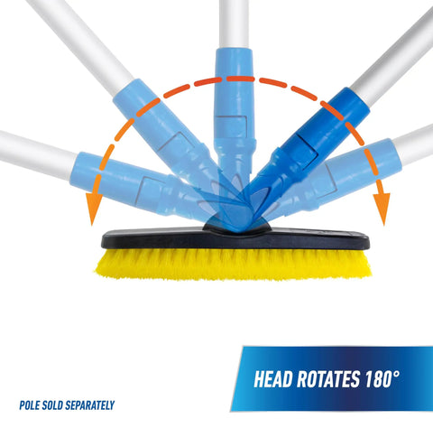 Swivel Grout Brush With Durable Plastic Handle And Long Reach Five Point Five Inch Bristles rotating 180 degrees