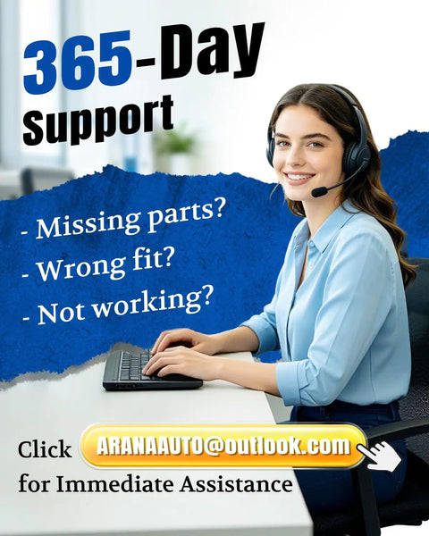 Customer support image showing 365-day assistance with representative wearing headset, offering help with product-related issues.