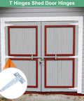 Iron T Strap Shed Door Hinges 4 Pack 4 Inch Barn Door Gate Hinges Tee Hinge Wrought Iron Hardware on white barn doors