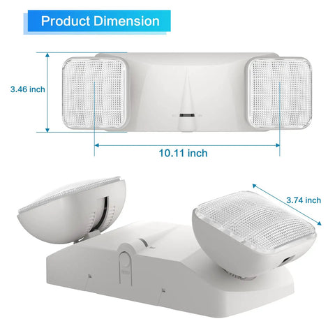 Six Pack LED Emergency Lights For Biz With Battery Backup, Hard Wired, UL 924 Certified dimensions shown in product diagram
