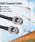 RG58 BNC Jumper Cable 50 Ohm 12 Inch Low Loss Pro Grade Male To Male Extension Coax Cable with antenna in background