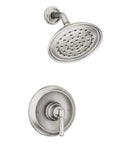 Halle Spot Resist Brushed Nickel Shower Faucet Trim Set With Wide Showerhead, Smooth Lever Handle, And Posi-Temp Valve series