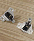8 Pack Self Closing Cabinet Hinges Replacement, 110 Degree Concealed Pivot Hinges For Kitchen Cabinetry on a wood background.