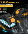 Two 2.0Ah batteries for 120Nm Cordless Ratchet Wrench With Brushless Motor, 21V Power, 200RPM, battery indicator shown