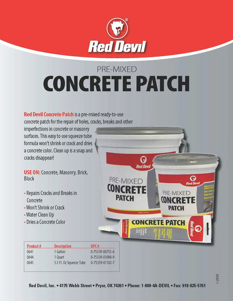 Concrete Repair Patch And Crack Filler, Premixed Cement Repair in Gray, 5.5 Oz Squeeze Tube, product packaging display.