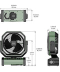 Dimensions of Beast Camping Fan With Light 20000mAh Battery Up To 112 Hours Run Time 9 Speed Settings Auto Oscillation