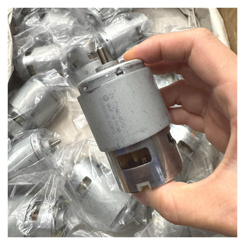 RS-775WC-A010 High Octane Carbon Brush DC Motor 21000 RPM 14.4V in hand, showcasing direct drive motor design.
