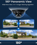Dope 16MP Dual Lens PoE Security Camera With 180 Degree Panoramic View showing wide-angle outdoor image coverage