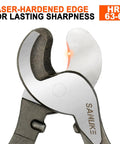 Close-up of laser heat-treated cutting edges on 10 Inch High Leverage Cable Cutters Tough As Nails Heavy Duty Electrical Wiring And Aluminum Copper Cables Industrial Strength Wire Cutters