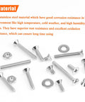 Close-up view of Massive 140 Piece Size 10 24 Phillips Countersunk Machine Screws Nuts And Washers Assortment Kit In 304 Stainless Steel