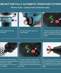 Brushless Cordless Rivet Nut Tool Electric Pull Riveter Gun With M3 To M12 Threads displaying operation tutorial steps.