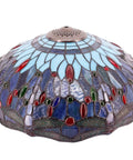 Sea Blue Dragonfly Style Stained Glass Lamp Shade Replacement 16x8 inch with cap for table lamps, pendant lights, and ceiling fixtures.
