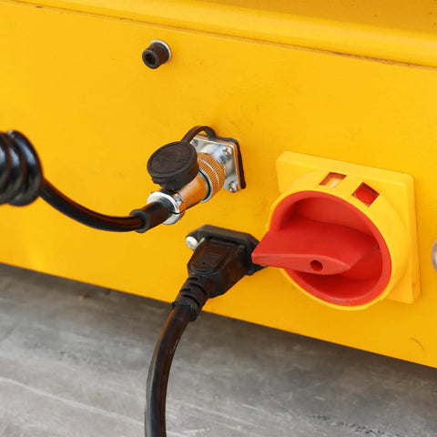 Boss Grade Electric Hydraulic Lift Table With 2600 Lbs Capacity And Dual Locking Casters, Mobile Scissor Cart power connections.