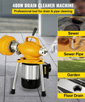 Badass Heavy Duty 400W Electric Drain Snake With 6 Foot Manganese Steel Spring Coiled Pipe Auger for clearing drains.