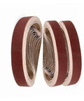 Professional 1X30 Sanding Belts Aluminum Oxide Abrasive Strips stacked, ideal for wet and dry grinding on wood and metal.
