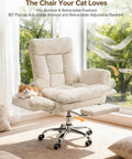 Heavy Duty Office Chair With Footrest And Flip Up Armrests Ergonomic Desk Chair With cat laying on seat, bright room view