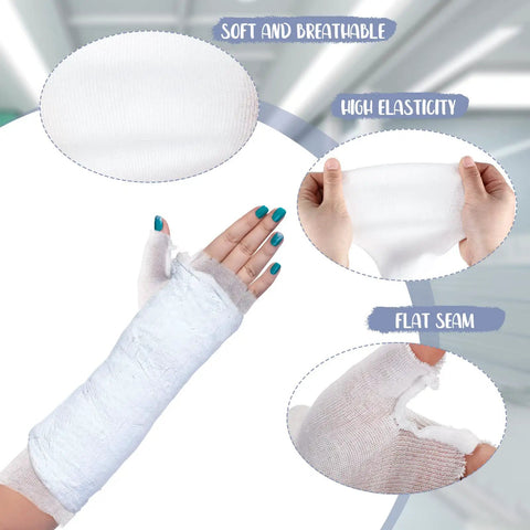 Elastic Arm And Wrist Stockinette Tubing For Pre Wrap Use, soft, breathable cotton for arm cast protection, thumb spica design
