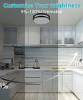 Dimmable LED Flush Mount Ceiling Light 10 Inch Fixture 18W With 160W Equiv 1600 Lumens shown in a kitchen setting