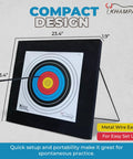 Backyard Archery Target For Practice 2x2 Foot Foam Backstop, compact design with paper target, for crossbow and compound bow practice.
