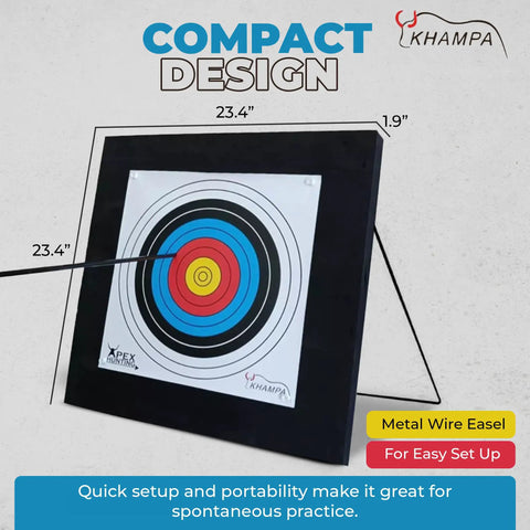Backyard Archery Target For Practice 2x2 Foot Foam Backstop, compact design with paper target, for crossbow and compound bow practice.
