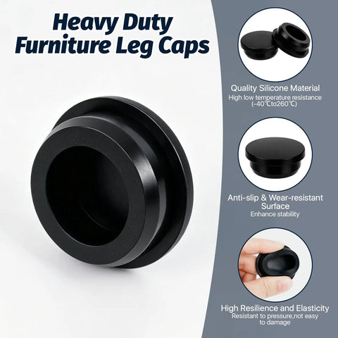 Heavy Duty Rubber Chair Leg Caps For Wrought Iron Patio Furniture 1.25 Inch Inner Fit Anti Slip Floor Protectors overview
