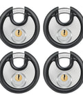 Heavy Duty Padlock Set Four Pack Keyed Alike 70mm Disc Lock For Sheds, Garages, Lockers, Tool Boxes And Cabinets
