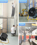 Beastly High Velocity 16 Inch Floor Fan With 3 Speed Settings used in construction site, warehouse, and garage settings.