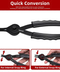 10 Piece Snap Ring Pliers Set Heavy Duty Internal And External Circlip Pliers Kit with straight jaw, for quick ring installation.