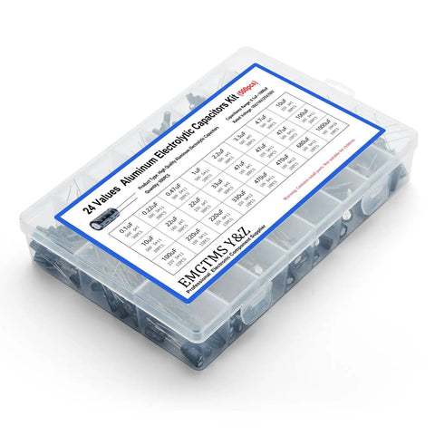 Dope Electrolytic Capacitor Kit With 24 Values And 500 Pieces From 0.1uF To 1000uF 10V 16V 25V 50V Aluminum Capacitors In Clear Box