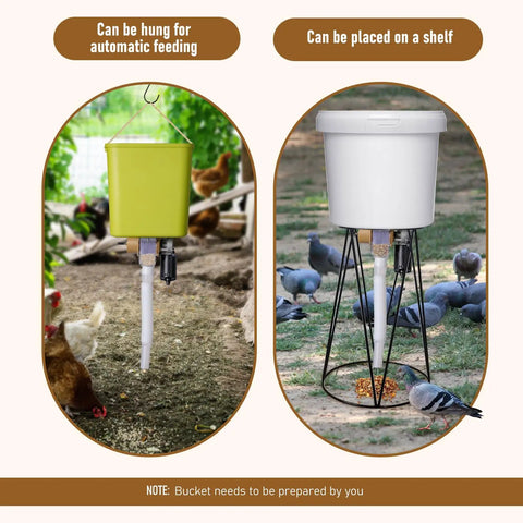 Auto Chicken Feeder With Timer And High Power Motor For Ducks, Geese, Poultry. Smart Gravity Bird Feeding System Works With Bucket For Easy Farm Use. Reliable Automatic Feeding Solution. Durable Design Keeps Feed Fresh. Perfect Backyard Coop Accessory