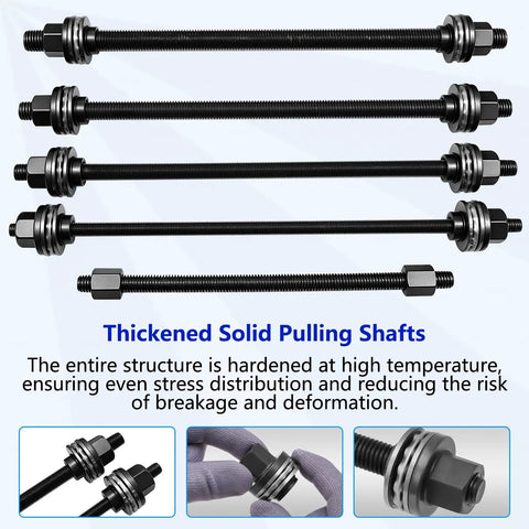 5 pulling spindles of 50 Piece Universal Pull And Press Sleeve Kit For Bearings Seals And Bushings Removal And Installation In Cars And Light Trucks