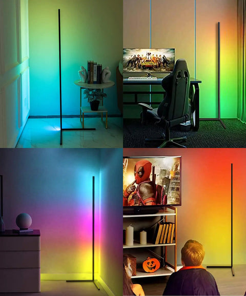 Dope RGB Corner Floor Lamp With Music Sync And Dimmable Color Changing LED Light, 16 Million Colors in game room and living room