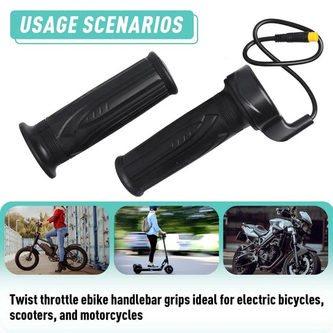 Full Twist Throttle Grip For E Bikes And Scooters, Waterproof 12V To 72V Twist Throttle With Connector, 22.2mm Handlebar Fit, Built To Last And Ready For Electric Bikes, Motorcycles, And Powersports