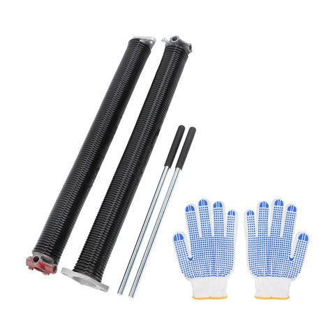 Heavy Duty Garage Door Torsion Spring Replacement Kit Super Smooth Opener Works Like A Charm For Homeowners Plus Steel Coil And Aluminum 2pc Set 218 X 2 Inch By 26 Inches, springs with rods and gloves
