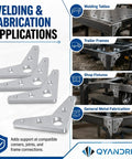 Rock Solid Steel Weld On Gusset Plates 4 Pack Of 3 Inch By 3 Inch Quarter Inch Thick Triangle Brackets used for welding applications.