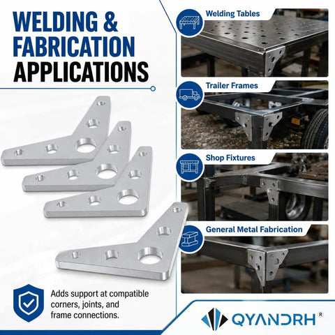 Rock Solid Steel Weld On Gusset Plates 4 Pack Of 3 Inch By 3 Inch Quarter Inch Thick Triangle Brackets used for welding applications.