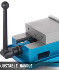 Heavy Duty 6 Inch Milling Vise Bench Clamp With 360 Degree Swivel Base High Precision CNC Vise shown with adjustable handle