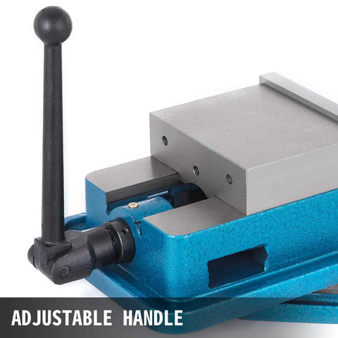 Heavy Duty 6 Inch Milling Vise Bench Clamp With 360 Degree Swivel Base High Precision CNC Vise shown with adjustable handle