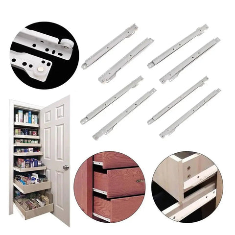 Hella Smooth Ball Bearing Drawer Slides Side Mounted Two Section Heavy Duty Cabinet Tracks With Zero Wobble And Full Extension Cold Rolled Steel Design Built To Last Silent Glide Operation One Pair Of Twelve Inches.