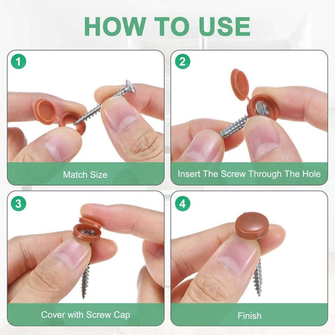 Step-by-step guide on using 200 Pack Plastic Hinged Screw Cover Caps for M3 M4 M5 bolts installation.
